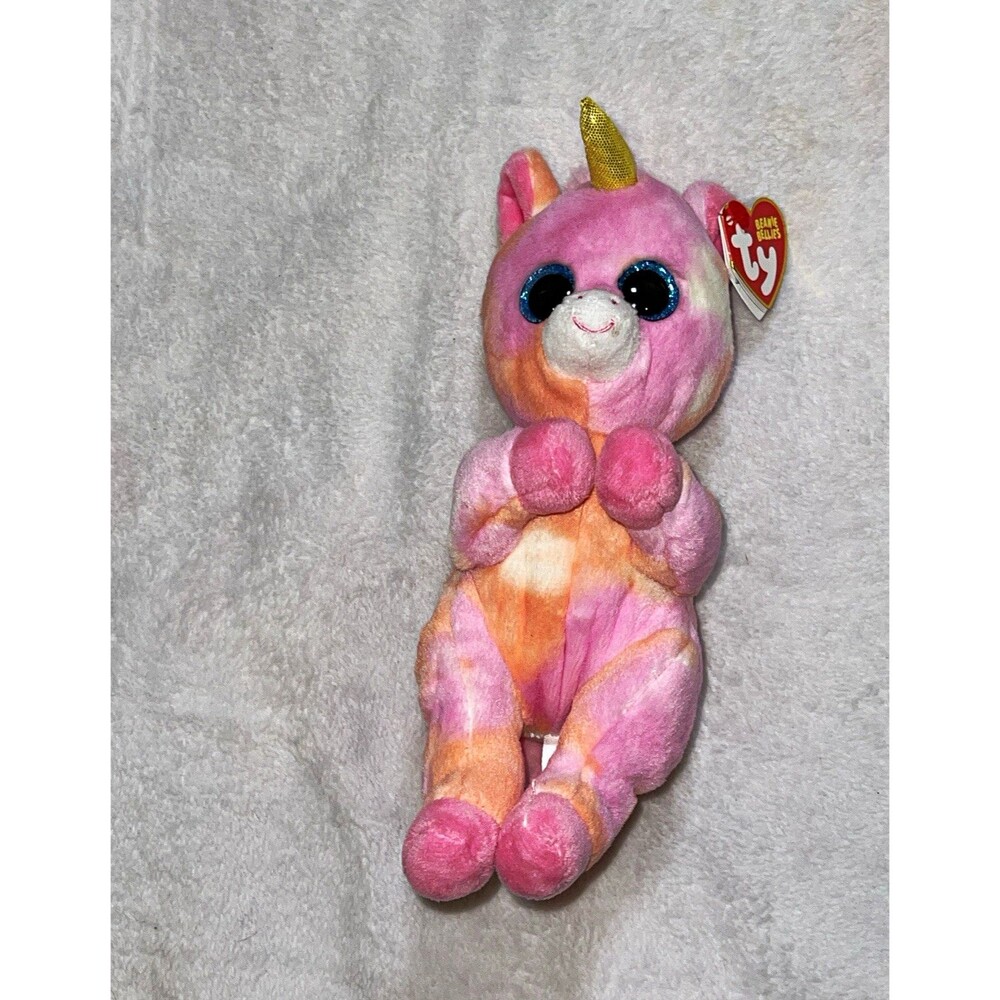 Ty Beanie Bellies Skylar Unicorn Plush Beanbag Stuffed Animal Pink Orange